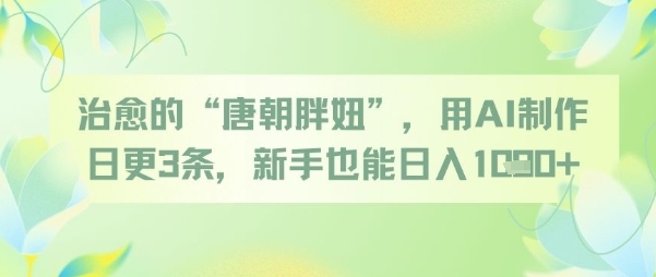 治愈的“唐朝胖妞”，用AI制作日更3条，新手也能日入多张-想要创业网