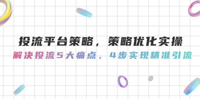 （14862期）投流平台策略，策略优化实操，解决投流5大痛点，4步实现精准引流-想要创业网