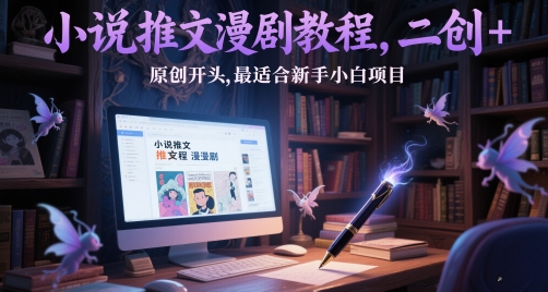 小说推文漫剧教程，二创+原创开头，最适合新手小白项目-想要创业网