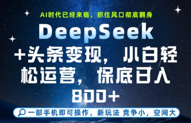 DeepSeek+头条变现，保姆级教学，小白轻松上手，日入8张+【揭秘】-想要创业网
