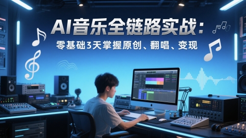 AI音乐全链路实战变现课：零基础3天掌握原创、翻唱、变现-想要创业网