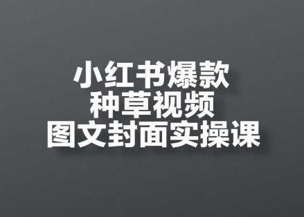 小红书爆款种草视频图文封面实操课，?开店、选品、引流、变现全流程-想要创业网