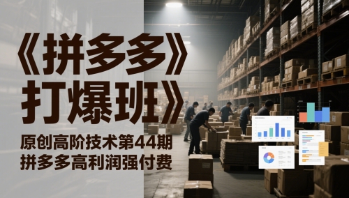 《拼多多打爆班》原创高阶技术第44期，拼多多高利润强付费-想要创业网