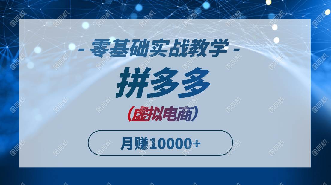 （14880期）拼多多虚拟电商，零基础实战教学，快速打爆商品，新手也能月入10000+-想要创业网