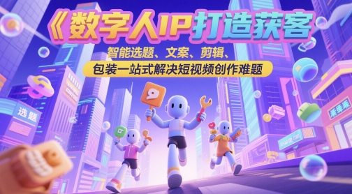 数字人IP打造获客变现实操课，智能选题、文案、剪辑、包装一站式解决短视频创作难题-想要创业网