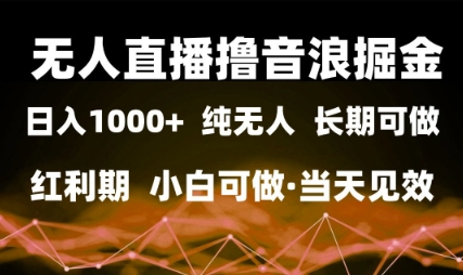 无人直播撸音浪掘金，日入1k+，纯无人红利期，小白可做，当天见效【揭秘】-想要创业网