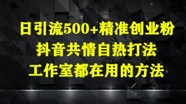 日引流500+精准创业粉，抖音共情自热打法，工作室都在用的方法-想要创业网