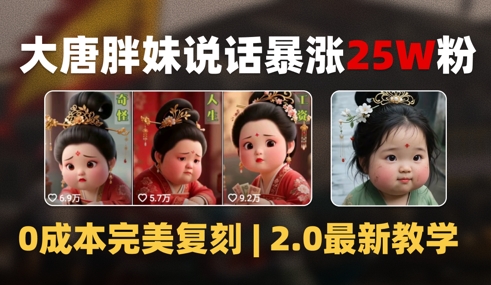 AI大唐胖贵妃说话2.0，40条视频暴涨40w粉，附独家变现攻略-想要创业网
