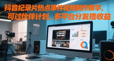 抖音纪录片热点事件视频制作教学，可过伙伴计划，多平台分发撸收益-想要创业网