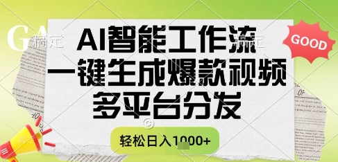 AI智能工作流，一键生成书单号爆款视频，多平台分发，每日收益多张【揭秘】-想要创业网