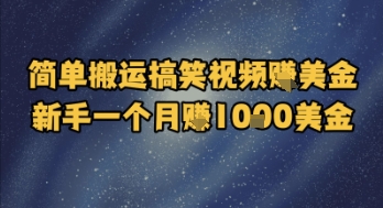 简单搬运搞笑视频挣美金，新手一个月入1k美金-想要创业网