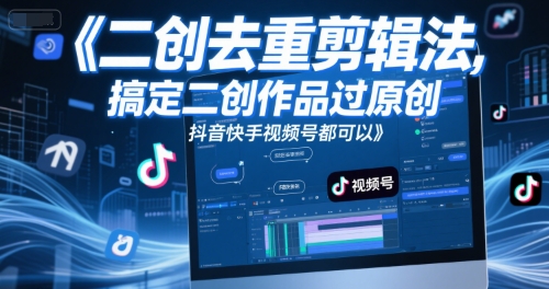 短视频二创去重剪辑法，搞定二创作品过原创，抖音快手视频号都可以-想要创业网