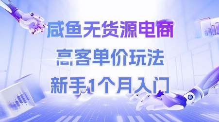 咸鱼无货源电商，高客单价玩法，新手1个月入门-想要创业网