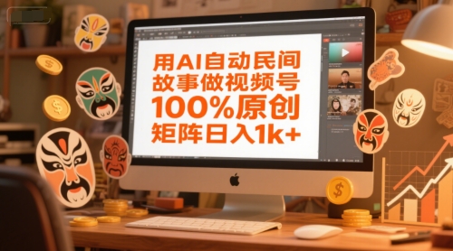 用AI自动民间故事做视频号，100%原创，矩阵日入1k+-想要创业网