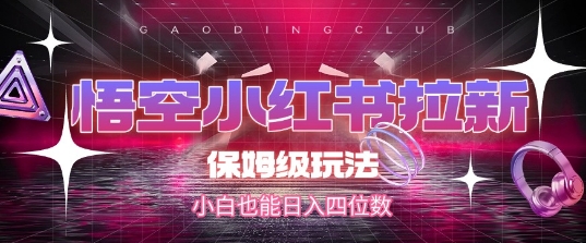 悟空小红书拉新，保姆级玩法，小白也能日入四位数-想要创业网