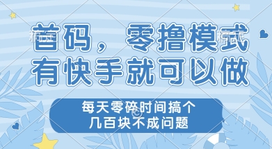 首码零撸项目，有快手就可以做，每天业务时间搞个几张不是问题【揭秘】-想要创业网
