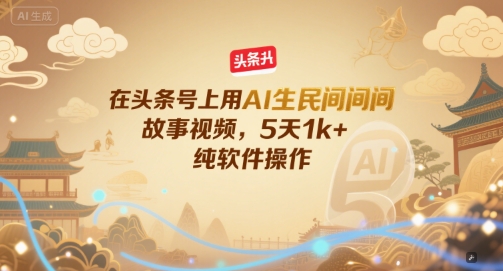 在头条号上用AI生民间故事视频，5天1k+，纯软件操作-想要创业网