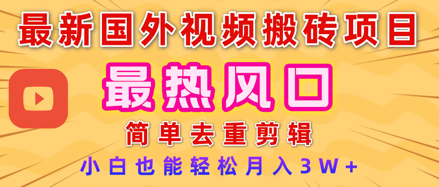2025最新热门风口，国外视频搬砖项目，简单去重剪辑，小白也能轻松月入3W+-想要创业网