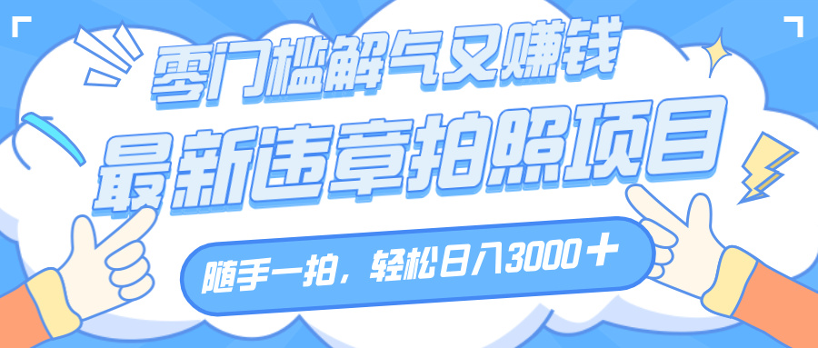 解气又赚钱的项目，随手一拍，轻松收入3000+，最新违章拍照赚钱-想要创业网