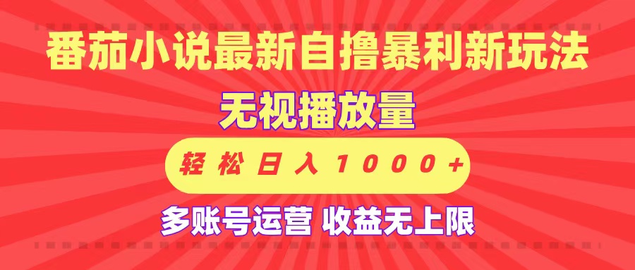 最新番茄小说自撸暴利新玩法！无视播放量，可放大，轻松日入1000+，收益无上限！-想要创业网