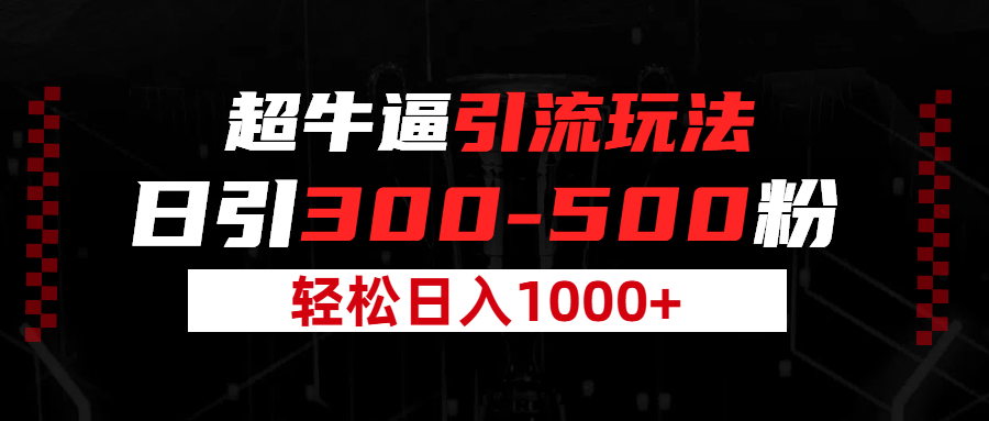 超牛逼引流，日引300-500粉，轻松日入过千!-想要创业网