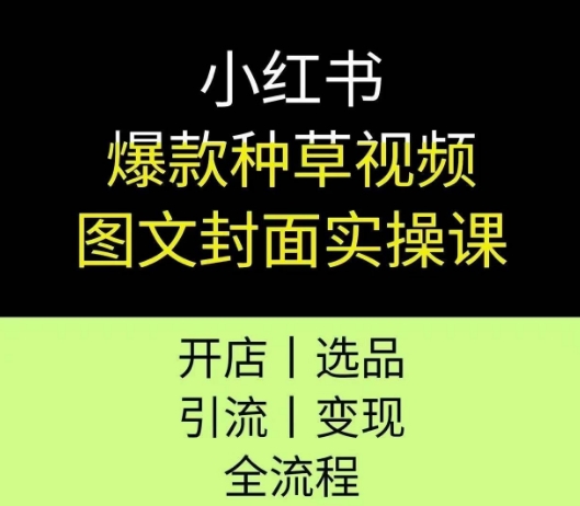 小红书爆款种草视频图文封面实操课，开店、选品、引流、变现全流程-想要创业网