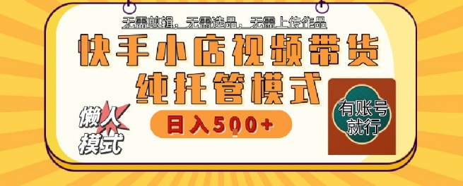 快手小店托管代运营，无需剪辑，无需选品，无需上传作品，全程无需操作，轻松月入5k+【揭秘】-想要创业网