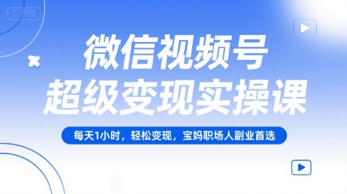 微信视频号超级变现实操课，每天1小时，轻松变现，宝妈职场人副业首选-想要创业网