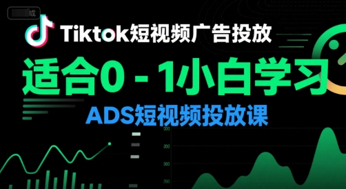 Tiktok短视频广告投放，适合0-1小白学习ADS短视频投放课-想要创业网