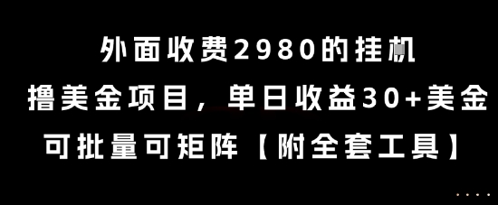 外面收费2980的挂G撸美金项目，单日收益30+美金，可批量可矩阵【揭秘】-想要创业网