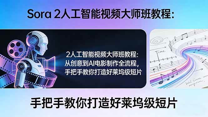 (17688期)Sora 2人工智能视频大师班教程:从创意到AI电影制作全流程,手把手教你打造好莱坞级短片-想要创业
