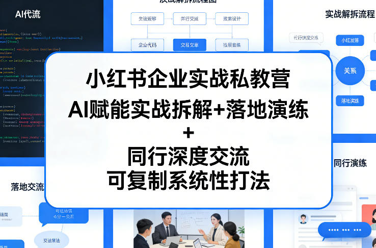 小红书企业实战私教营，AI赋能实战拆解+落地演练+同行深度交流，可复制系统性打法-想要创业