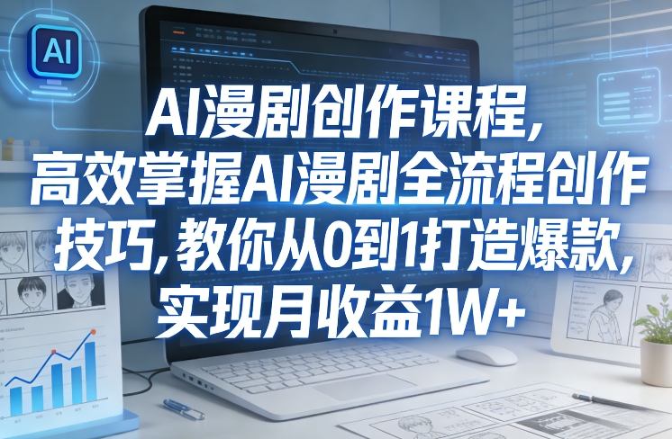 某社群AI漫剧创作课程,高效掌握AI漫剧全流程创作技巧,教你从0到1打造爆款,实现月收益1W+-想要创业