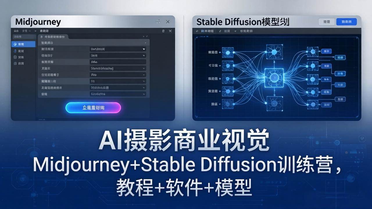 (18271期)AI摄影商业视觉Midjourney+Stable Diffusion训练营,教程+软件+模型-想要创业