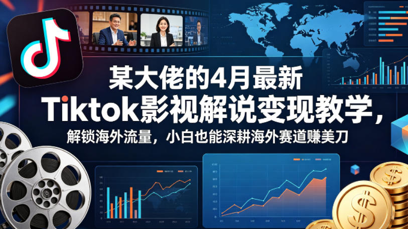 某大佬的4月最新Tiktok影视解说变现教学,解锁海外流量,小白也能深耕海外赛道賺美刀(更新)-想要创业