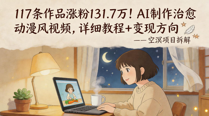 117条作品涨粉131.7W!AI制作治愈动漫风视频,详细教程+变现方向-想要创业