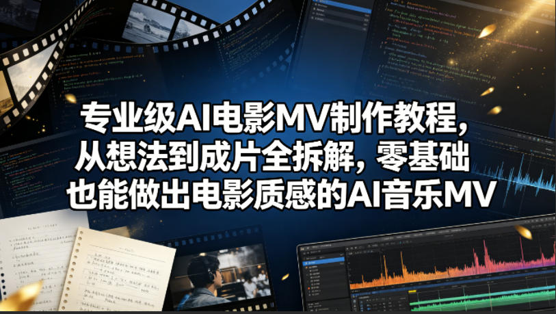 专业级AI电影MV制作教程,从想法到成片全拆解,零基础也能做出电影质感的AI音乐MV-想要创业