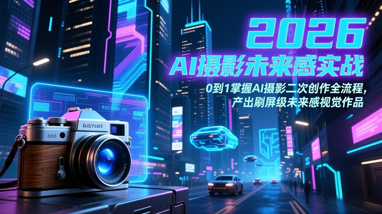2026 AI摄影未来感实战:0到1掌握AI摄影二次创作全流程,产出刷屏级未来感视觉作品-想要创业