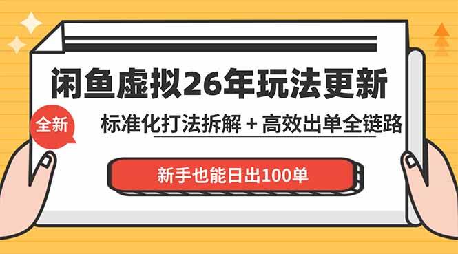 (18296期)闲鱼虚拟从0到1系统化运营课程:标准化打法拆解 + 高效出单全链路教学,新手也能日出100单-想要创业