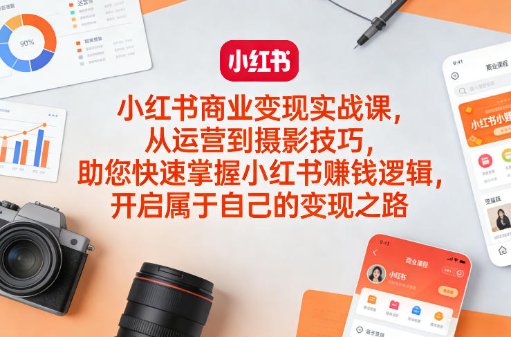 小红书商业变现实战课,从运营到摄影技巧,助您快速掌握小红书賺钱逻辑,开启属于自己的变现之路-想要创业