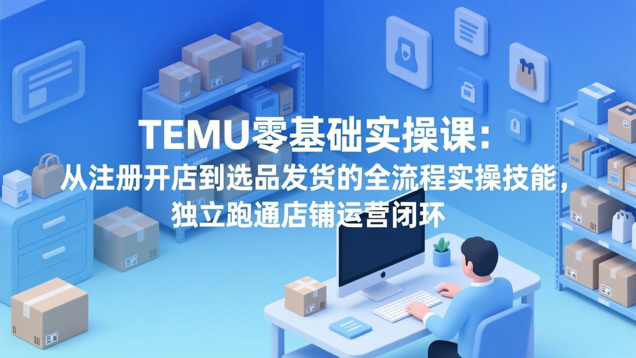 TEMU零基础实操课:从注册开店到选品发货的全流程实操技能,独立跑通店铺运营闭环-想要创业