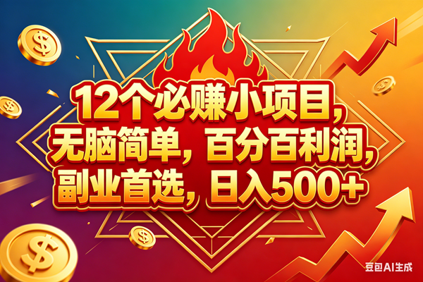 (18272期)12个必赚钱的小项目,百分百赚米,无脑简单,副业首选,日入600+-想要创业