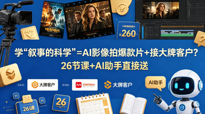 学《叙事的科学》=AI影像拍爆款片+接大牌客户?26节课+AI助手直接送【原创双语字幕】-想要创业