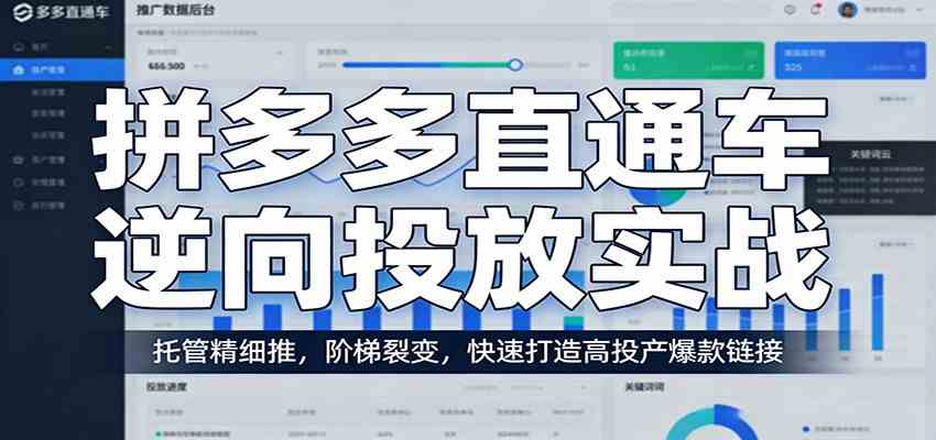 拼多多直通车逆向投放实战:托管精细推,阶梯裂变,快速打造高投产爆款链接-想要创业