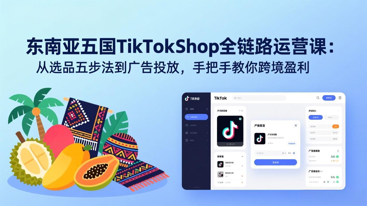 东南亚五国TikTok Shop全链路运营课:从选品五步法到广告投放,手把手教你跨境盈利 东南亚五国TikTok Shop全链路运营课:从选品五步法到广告投放,手把手教你跨境盈利