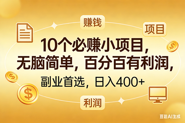 (17812期)10个必赚的小项目,百分百有利润,无脑简单,副业首选,日入400+-想要创业