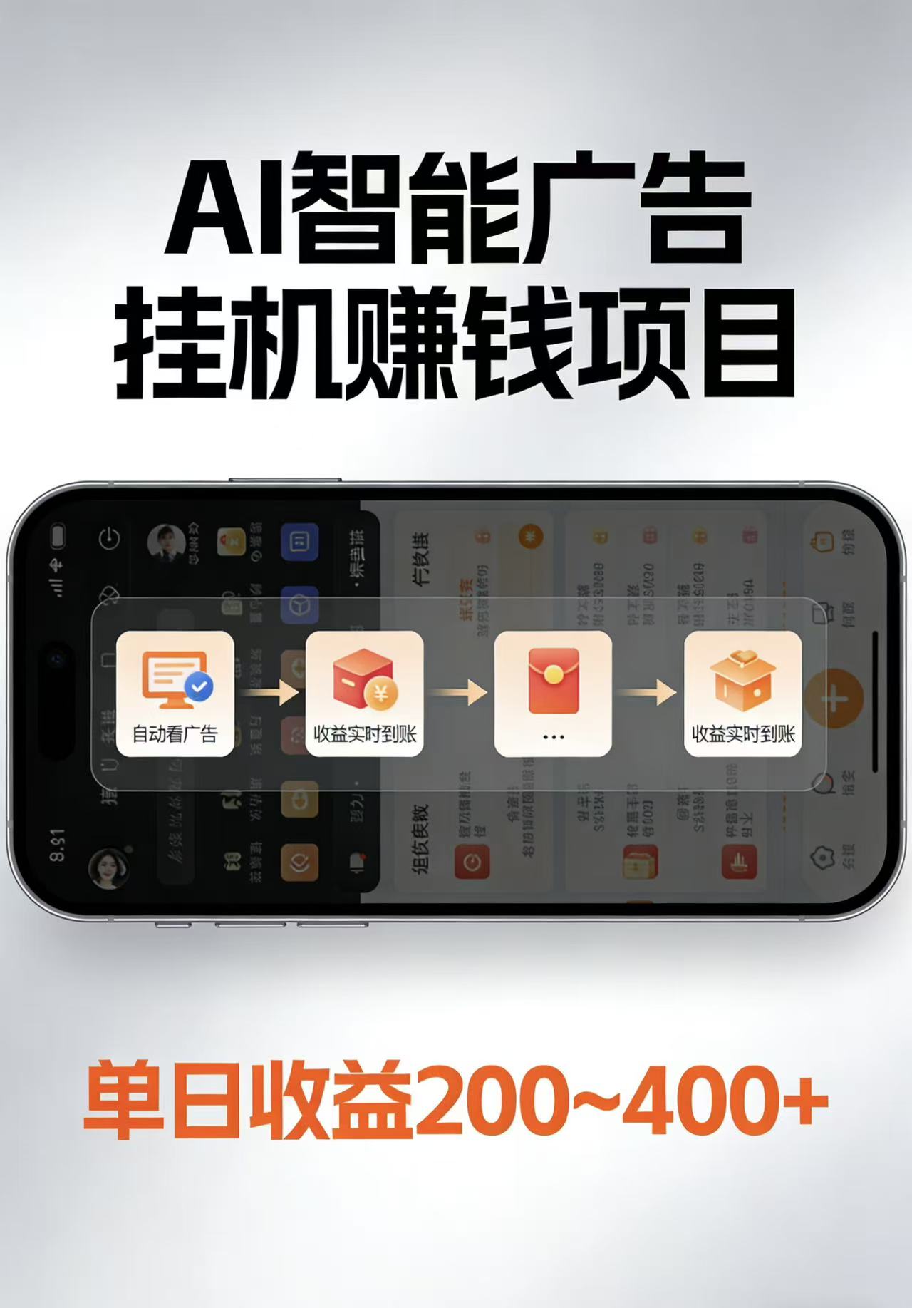 AI智能挂机看广告,每日稳定收益200-400+-想要创业