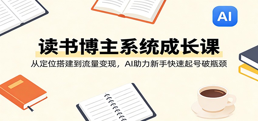 读书博主系统成长课:从定位搭建到流量变现,AI助力新手快速起号破瓶颈-想要创业