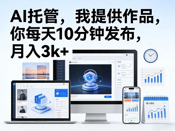 公众号AI托管,我提供作品,你每天10分钟发布,月入3k+【揭秘】-想要创业