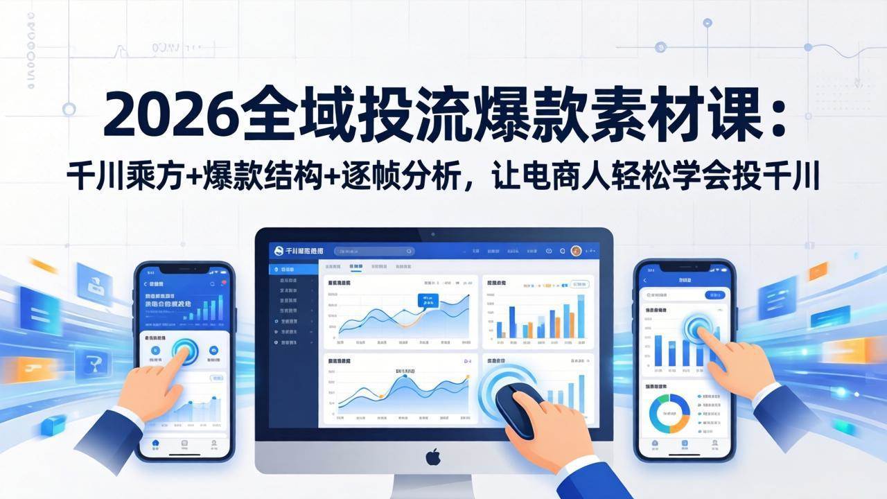 (17705期)2026全域投流爆款素材课:千川乘方+爆款结构+逐帧分析,让电商人轻松学会投千川-想要创业